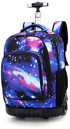 BOZONLI Trolley Rucksack Jungen Trolley Schultasche mit Rollen Rucksack Schultrolley Rucksäcke Schulrucksack Schulranzen mit Rollen, Sternenklarer Himmel