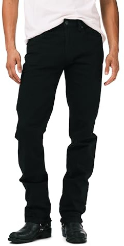 Buffalo David Bitton Men's Six Slim Straight Jean, Crinkled And Dark Black, 34 30