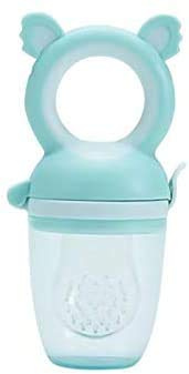 Alimentatore di frutta per neonati, Ciucci per alimenti per neonati per sollievo dalla dentizione, Massaggiagengive per neonati da 0 a 6 mesi | Include sacche in silicone aggiuntive (blue pacifier 2)