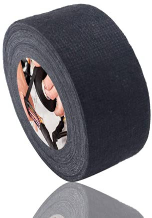 Wohlstand Ruban de Tissu Automobile Ruban pour Voiture en Tissu Bande Adhésif Isolant Véhicule Ruban de Câblage pour Harnais de Câblage pour Voiture Moto 32mm x 25m Noir