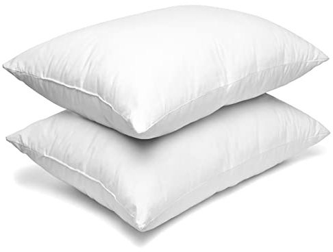 MH Home Paquete de 2 almohadas para cama, extrasuaves, de calidad de hotel, para dormir de lado, estómago y espalda, almohadas corporales, almohadas estándar, paquete de 2