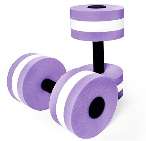 Timoo Aquatic Dumbells Set of 2 Water Dumbbells for Water Aerobics Water Weights for Pool Exercise Set High-Density EVA-Foam Pool Dumbbells, Purple