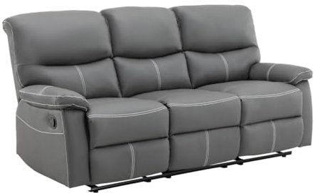 Vente-unique-Relaxsofa 3-Sitzer - Kunstleder - Grau - Canby