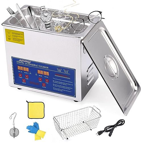 SDKEHUI Ultrasonic Cleaner 3L Ultraschallreiniger Reiniger ultraschallgerät Ultraschallreinigungsgerät mit Heizung Digital Timer for glasses Jewellery False Teeth Coins