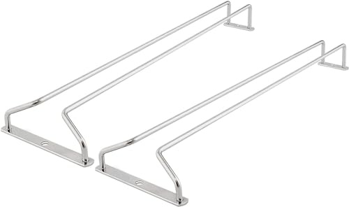 Soro Essentials- 16 Glass Hanging Stemware Rack Chrome Plated Set of 2- Wine Glass Hangers Under Shelf Cabinet Wire Wine Holder Storage Hanger for Cabinet Kitchen Bar or Home