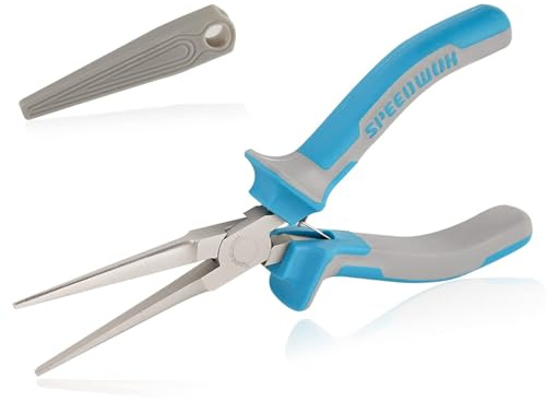 SPEEDWOX 6 Inches Needle Nose Pliers for Jewelry Making Mini Extra Long Nose Thin Needle Nose Pliers Smooth Jaws Plyers with Protective Cover Precision Wire Looping Small Jewelry Making Tools