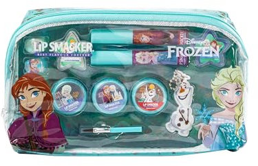 Lip Smacker Frozen Essential Makeup Tasche, Frozen Schminkset für Mädchen mit Lippenbalsam, Leuchtenden Lidschatten, Schminkapplikatoren und Zubehör für einen Disney Prinzessinnen-Look
