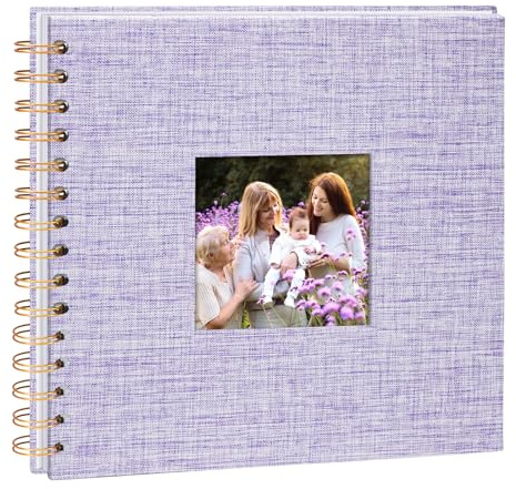 Vienrose Album Fotografico in Lino, 20,5 x 20,5 cm Libro dei Ricordi con 40 Pagine Bianche Fai Da Te per Viaggi Famiglia Matrimonio Natale, Viola