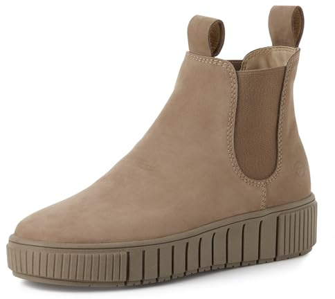Tamaris Botines Chelsea para Mujer, Piel, Plantilla Extraíble, Gris Topo, 39 EU