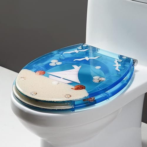 Brigtviee Harz WC-Sitz Oval Ruhig Langsam Schließen Badezimmer WC-Deckel, Verdicken Toilettensitz Schnellspanner Einstellbare Scharniere Top Fix Einfach Zu Reinigen Installieren Loo Deckel,c