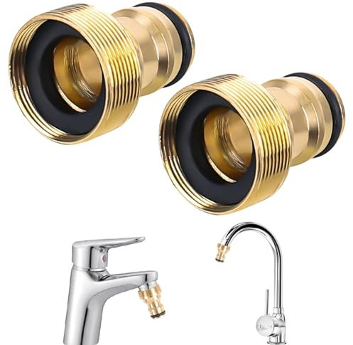 2 conectores universales de latón para grifo, adaptador de grifo, conector de manguera de jardín, conector para el hogar