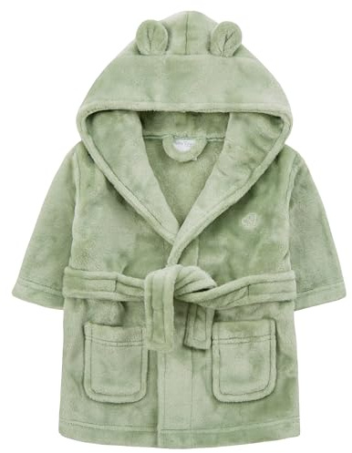 WS-AW24 Baby Girls Boys Dressing Gown Fleece Snuggle Robe Hooded Novelty Newborn Gift Sage 0-6 Months