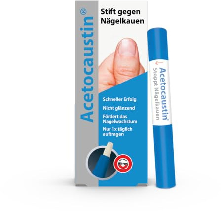 Acetocaustin Stift gegen Nägelkauen | Für Kinder ab 3 Jahren & Erwachsene | Daumenlutschen abgewöhnen | Nägelkauen stoppen | Anti Fingernägel kauen | Nicht glänzend | Fördert das Nagelwachstum | 3ml