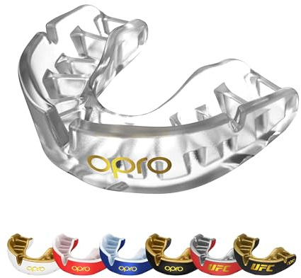 OPRO Protector Bucal Nivel Oro – Ajuste Premium para Adultos y Niños – Bucal para Boxeo, MMA, BJJ, Rugby y Hockey – Moldeo Fácil – con Garantía Dental Incluida