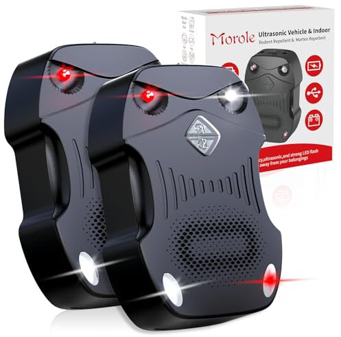 Morole Ahuyentador de Ratas, 3 en 1 Ahuyentador de Ratones, Ultrasonido Ratas Alimentación-Batería de Coche 12 V, USB o Baterías AA, Repelente Ratas Coche para Autos, Garaje Jardín y Vivienda (2PCS)