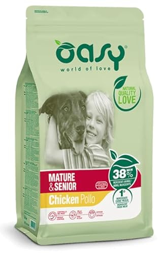 Oasy Cane Senior Pollo 3kg, alimento completo per cani anziani di tutte le taglie gusto Pollo,3kg.