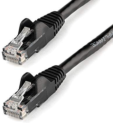 StarTech 12ft CAT6 Ethernet Cable - Black CAT 6 Gigabit Ethernet Wire -250Mhz 100W PoE RJ45 UTP Network Patch Cord Snagless with Strain Relief (N6PATCH12BK)