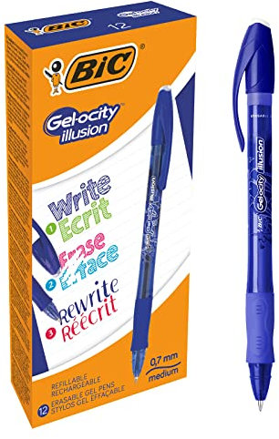 BIC 943440 Gel-ocity Illusion Druck-Gel-Roller 0,7 mm, Schachtel à 12 Stück blau