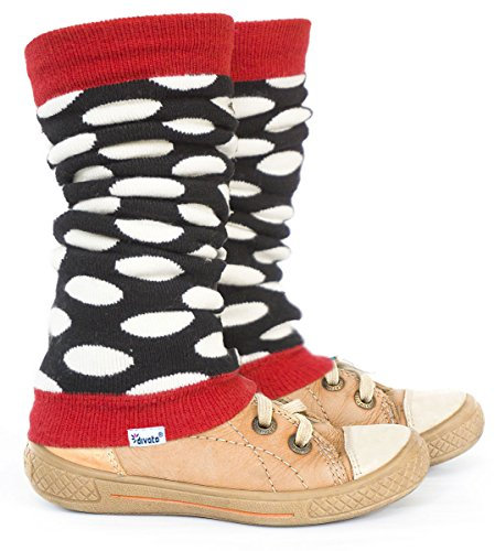 divata warme Bamboo Stulpen für Babys und Kinder - Kinderstulpen, Babystulpen für Mädchen sowie Jungs, Punkte Schwarz Weiß, 0-8 Jahre