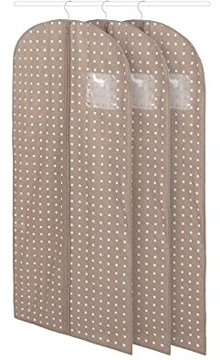 Compactor Set de 3 Bolsas para Vestidos Rivoli, Beige - 60x137 cm, Material No Tejido 75G, con Asa para Transporte