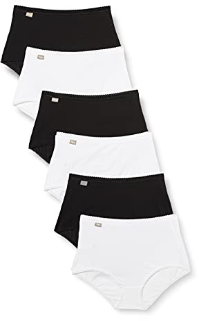 Playtex Femme Lot de culottes Maxi Coton Stretch Culotte, Blanc/Noir, 5XL