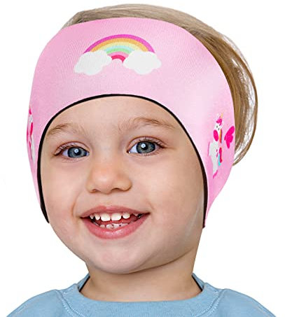 HeySplash Schwimm Stirnband Kinder, Ohrenschutz Schwimmen Kinder Neopren Stirnband mit Hohe Elastizität und Klettverschluss, Schwimmstirnbänder Kinder Wasserdicht Schwimmen Surfen Baden - S, Rosa