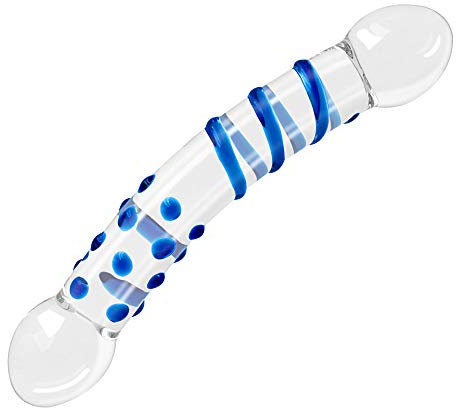 Glas Dildo Glas Analkugeln Analdildo Glasdildo Glasplug für G-Punkt und Anus Stimulator Kristall Anal Dildo Glas Doppeldildo für Frauen und Männer (Blau)