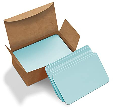 VANRA 300 st små tomma indexkort 3,5 x 5 cm anteckningskort studie flashkort, ord meddelande presentkort gör-det-själv-kort kraftpapper taggar (blå, 300/pack blå)