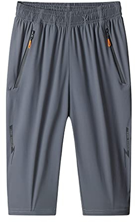 MakingDa Pantalon court pour homme à 3/4, pantalon de jogging Capri, décontracté, sportif, estival, avec grande fermeture éclair, pour la salle de sport, la course, l'entraînement, avec une taille