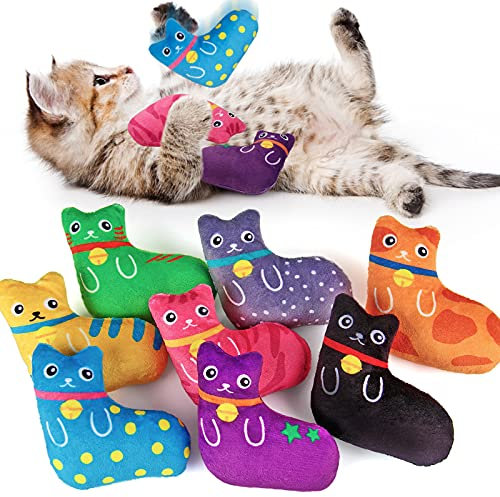 AWOOF 8 Stück Katzenspielzeug Set, Interaktives Katzenminze Spielzeug Kissen für Kitty Kätzchen zum Kratzen Spielen und Kauen - Cat Toys