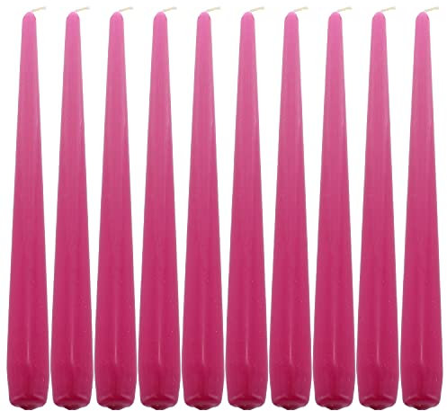Deli Supplies Dinner Party Christmas Table Decor Bistro Candles Non Drip Tapered 9” 24cm Tall Taper Candle 7 Hour Burn Time Smokeless and Dripless Quality Wax (Fuchsia, 10)