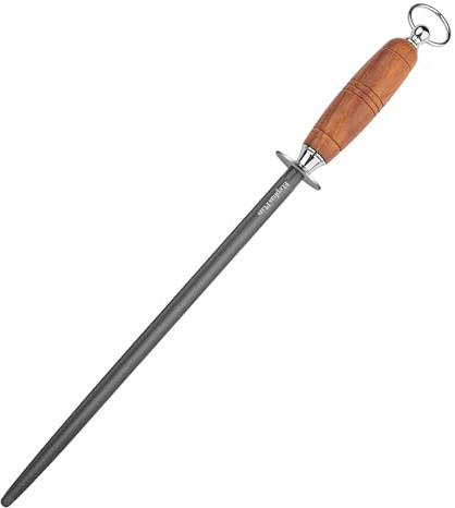 ELephas PLus Kitchen Sharpening Rod 12 Inch Rosewood Handle Honing Steel,12 Inch Knife Sharpening Steel