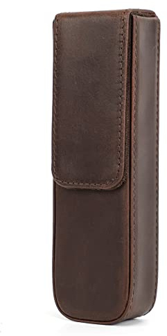 CONTACTS Herren Echtes Leder Stiftetui, Vintage 2 Stifthalter, Stift Schutzhülle für Reisen, Elegante Schreibtischzubehör Pounch, Bleistifte Organizer Box