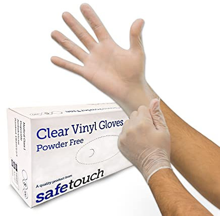 Just Health Disposables 100 guanti trasparenti in vinile, extra large, confezione da 100 pezzi, multiuso, senza polvere, senza lattice, guanti usa e getta trasparenti