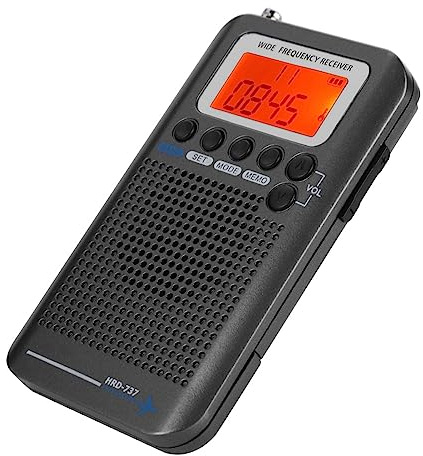 Aircraft Band Radio Receiver VHF Portable Full Band Radio Recorder with LCD Display and Memory Storage - Ideal for Aviation and Music Lovers (Grey)