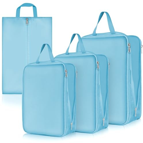 OSDUE Juegos de Organizadores de Maletas, Bolsas de Embalaje de Compresión Ultraligeras, Cubos de Embalaje S, M, L, XL, Bolsas de Compresión para Ropa y Calzado, Juegos de Almacenamiento de Equipaje
