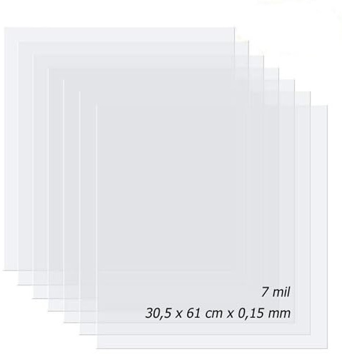 Bhina 20 Paquetes Hojas de Mylar en Blanco 30,5 x 61 mm 7mil 0,15 mm Plantilla Transparente PET Para Cortar y Hacer Bricolaje