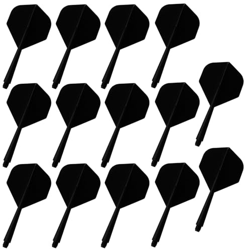 Rongxze 14 Piezas Dardos Plumas, Negro Cañas de Dardos y Plumas, Eje de dardo Integrado y Plumas para Accesorios de Dardos Barriles de Dardos con Diámetro de Rosca