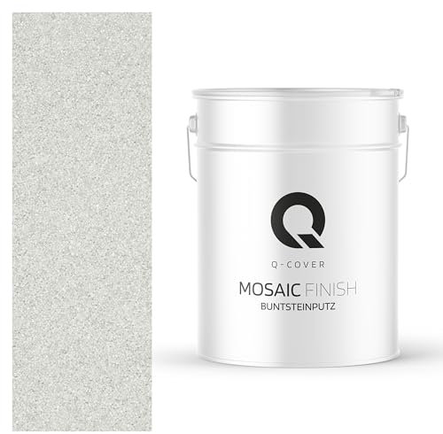 Q-COVER Intonaco mosaico 25 Kg Bianco M01 | per interni ed esterni | pronto all’uso per facciate e zoccolature | resistente e decorativo