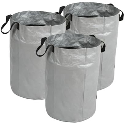 3×100 Liter Gartenabfallsack, Laubsack grau, Gartensack, Laubsammler, aus lebensmittelechtem PE Material