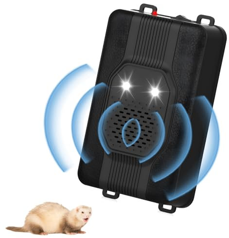 SROCHN Marderschreck mit Ultraschall und LED Blitzlicht, 3-in-1 Netzteil, Wirkungsbereich ca. 40-50m², für Motorraum, Garten, Keller, Dachboden