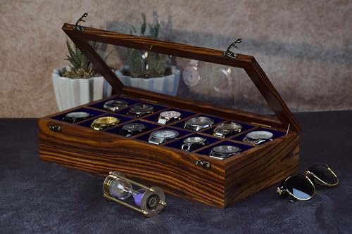 Royal Craft Expertise Boîte à montres indienne en bois – Étui durable pour 12 grandes montres pour hommes
