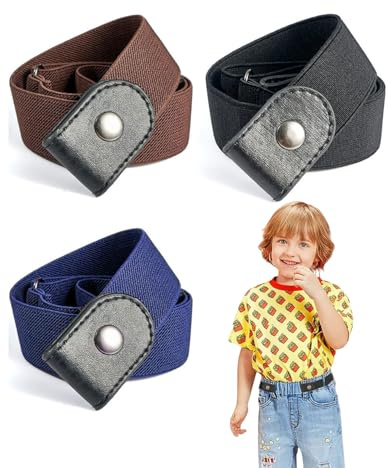 MYGLOAR 3er-Pack Kinder-Stoffgürtel für Jungen – Kindergürtel ohne Schnalle – verstellbarer elastischer Bund – Gürtel elastischer Golfgürtel Softball-Hose Schuluniformgürtel für Jungen