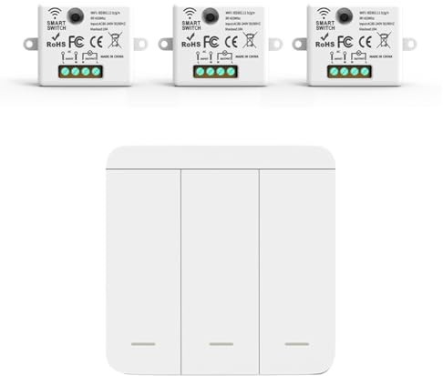 Diheohg 3 interruptores de pared inalámbricos RF 433 MHz receptor de relé con 1 interruptor de panel de 3 velocidades LED mando a distancia para lámpara LED