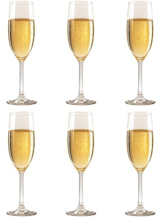 6 PCS Classic Champagne Flutes Premium 6 Ounce Stemmed Champagne Glasses Crystal Clear Sparkling Wine Glasses Ideal for Celebrations and Special Occasions Perfect for Champagne and Wine Lovers