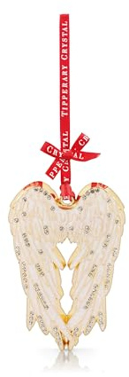 Tipperary Crystal Sparkling Angel Wings Christmas Ornament – Elegant Gold-Tone Festive Hanging Decoration