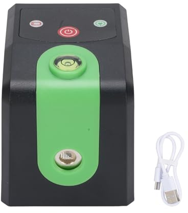 Fafeicy Nivel de Láser Autónomo, Nivel de Línea Cruzada de de Láser 2D con Batería Recargable de 500 MAh 6h Tiempo de Ejecución IP54 Impermeable para la Construcción de (GREEN)