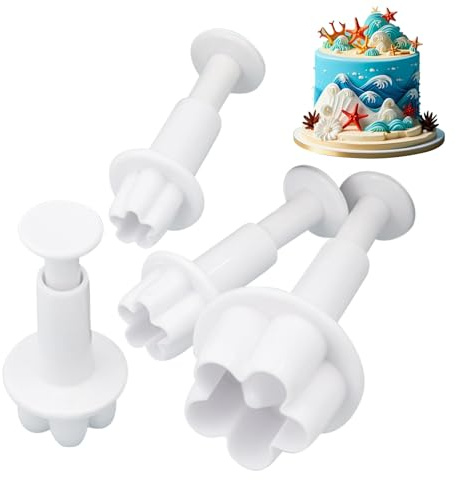 YAOPIU Cortadores De Fondant,Juego De 4 Piezas Apto Para Lavavajillas Cortapastas Con Forma De Flor Para Galletas Y Tartas | Para Galletas, Pasteles, Tartas, Caramelos, Chocolate, Postres, Repostería,