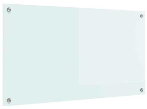 vidaXL Küchenrückwand Weiß 90 x 50 cm Gehärtetes Glas, Moderner, stabiler Küchenoberflächen-Style: Hitzebeständige Glasrückwand für coole Upgrades und modernen Flair