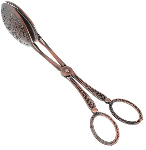 TOYANDONA Vintage Style Multi-function Food Tong Bread Baking Clip round Head, Copper Red Finish, 1pcs Kitchen Food Clip for Baking, Grilling, and Serving